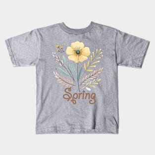 Spring design with boho wild flower Kids T-Shirt